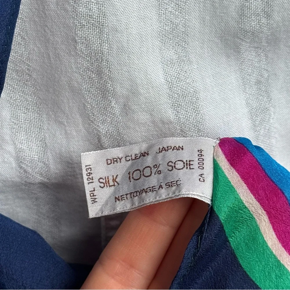 Liz Claiborne 100% Silk Scarf Made in Japan Multicolor Chic Colorful Summer